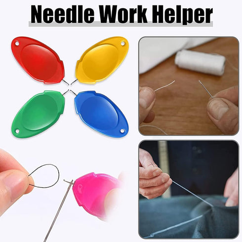 TOOVREN Needle Threader for Hand Sewing 12 Pcs Plastic Wire Hook Simple Threader for Needles Small Eye Needle Threader for Sewing Machine Needle T...
